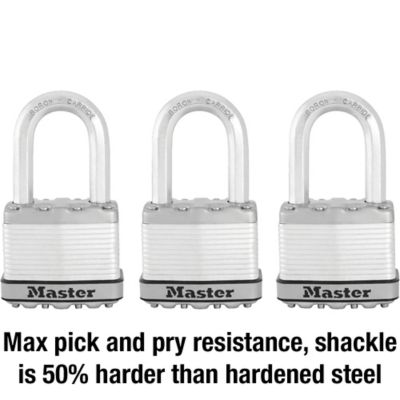 Image showing  1-1/2 in. Shackle Magnum Steel Padlocks, 3-Pack