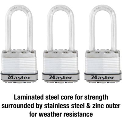 Image showing  2 in. Shackle Magnum Steel Padlocks, 3-Pack