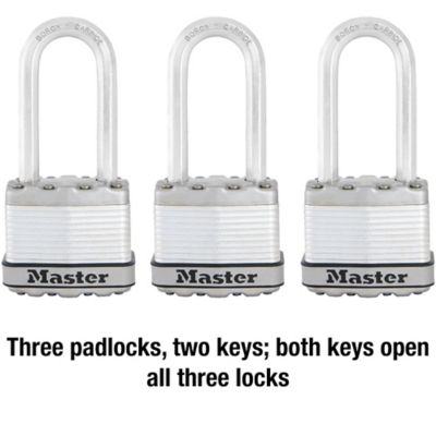 Image showing  2 in. Shackle Magnum Steel Padlocks, 3-Pack