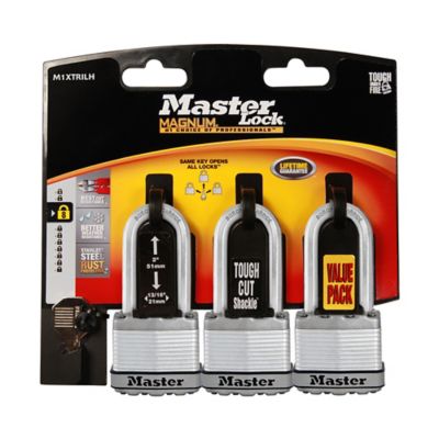 Image showing 6 th Master Lock 2 in. Shackle Magnum Steel Padlocks, 3-Pack