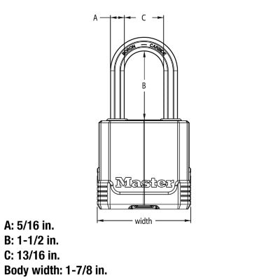 Image showing 5 th Master Lock 1-1/2 in. Shackle Magnum C Steel Padlock, Keyed Alike