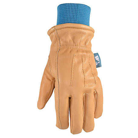 Work Gloves Winter Insulated Snow Cold Proof Leather Thick Thermal Medium,Brown 