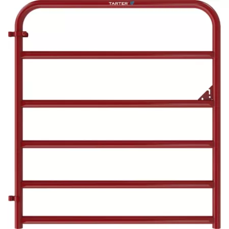 Tarter 4' x 50" Economy 6-Bar Tube Barrier 1-3/4" Tube Red Corral Panels & Gates