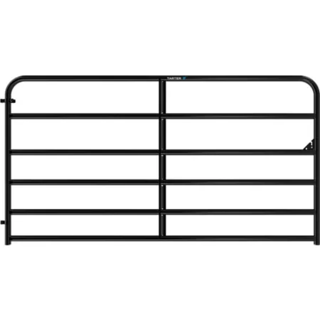 Tarter 8' x 50" Economy 6-Bar Tube Barrier 1-3/4" Tube Black Corral Panels & Gates