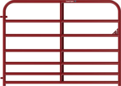 Tarter 6 ft. long x 50 in. 7-Bar Heavy-Duty Standard Bull Gate, Red