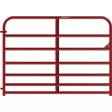 Tarter 6 ft x 50 in Heavy Duty 7 Bar Standard Bull Fence Red Farm Gates