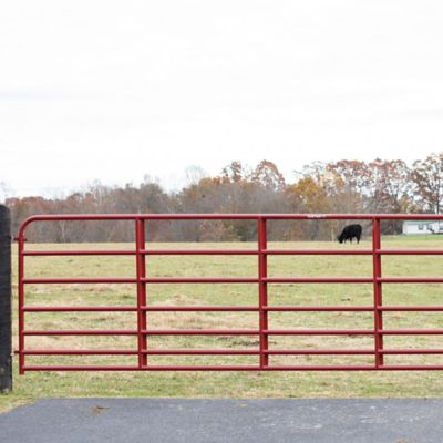 Image showing  18 ft. x 50 in. 7-Bar Heavy-Duty Standard Bull Steelmax Stock Gate, Red