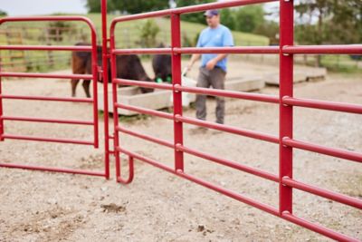 Image showing  12 ft. x 62 in. 6-Bar Economy Corral Panel, 1-3/4 in. Tube, Red