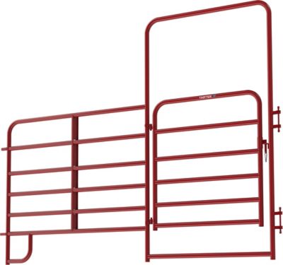 Image showing  4 x 8ft. 6-Bar Economy Walk Through Arch Gate with 6 ft. Panel, 1-3/4 in. Tube, Red