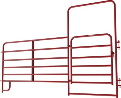 Image showing  8 ft. x 62 in. 6-Bar Walk Through Arch Gate Panel Gate, Red