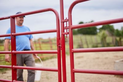 Image showing  8 ft. x 62 in. 6-Bar Walk Through Arch Gate Panel Gate, Red