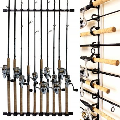 Rush Creek Creations 3-in-1 Aluminum 10-Rod Wall/Ceiling Fishing Rod Storage Rack