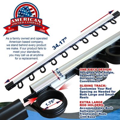 Image showing  3-in-1 Aluminum 10-Rod Wall/Ceiling Fishing Rod Storage Rack