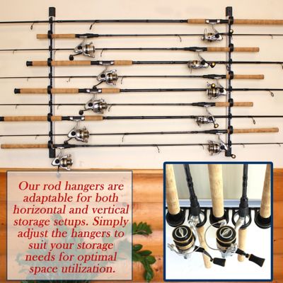 Image showing  3-in-1 Aluminum 10-Rod Wall/Ceiling Fishing Rod Storage Rack