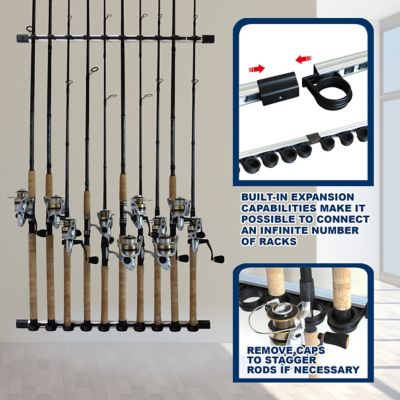 Image showing 5 th Rush Creek Creations 3-in-1 Aluminum 10-Rod Wall/Ceiling Fishing Rod Storage Rack
