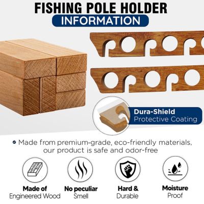 Image showing  2-in-1 8-Rod Wall/Ceiling Fishing Rod Storage Rack, American Cherry