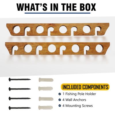 Image showing 6 th Rush Creek Creations 2-in-1 8-Rod Wall/Ceiling Fishing Rod Storage Rack, American Cherry