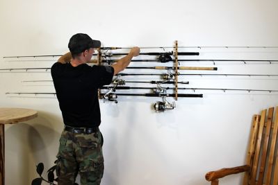 Image showing 9 th Rush Creek Creations 2-in-1 8-Rod Wall/Ceiling Fishing Rod Storage Rack, American Cherry