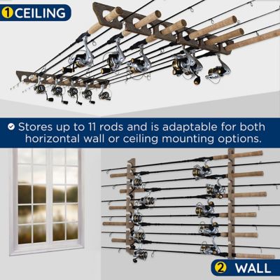 Image showing  2-in-1 11-Rod Wall Ceiling Fishing Rod Storage Rack