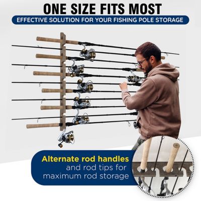 Image showing 5 th Rush Creek Creations 2-in-1 11-Rod Wall Ceiling Fishing Rod Storage Rack