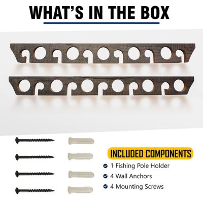 Image showing 6 th Rush Creek Creations 2-in-1 11-Rod Wall Ceiling Fishing Rod Storage Rack