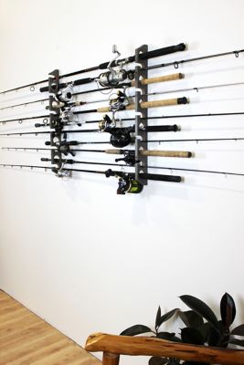 Image showing 8 th Rush Creek Creations 2-in-1 11-Rod Wall Ceiling Fishing Rod Storage Rack
