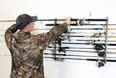 Image showing 9 th Rush Creek Creations 2-in-1 11-Rod Wall Ceiling Fishing Rod Storage Rack