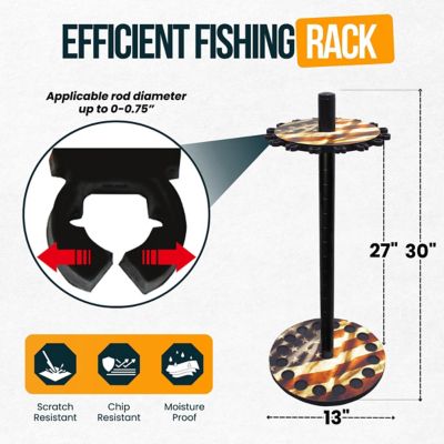 Image showing  16-Rod Round Steel Post Fishing Rod Storage Rack, Americana