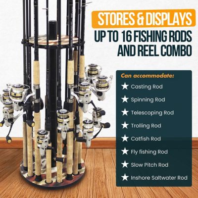 Image showing  16-Rod Round Steel Post Fishing Rod Storage Rack, Americana