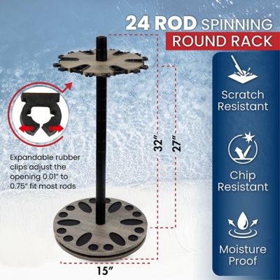 Image showing  24-Rod Round Spinning Rod Storage Rack, Barn Wood