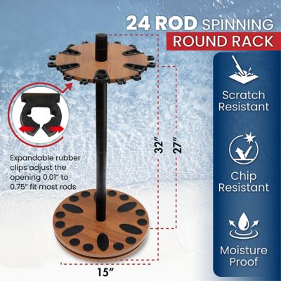 Image showing  24-Rod Round Spinning Rod Storage Rack, Dark Walnut