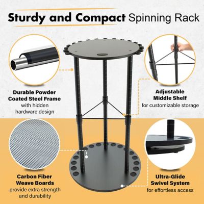 Image showing  17-Rod Spinning Rod Storage Rack with Heavy-Duty Adjustable Wire Shelf