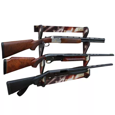 Rush Creek Creations Americana 3-Piece Long Gun Wall Display 23.4 in x 3.8 in x 21.4 in American Flag Wall Gun Racks