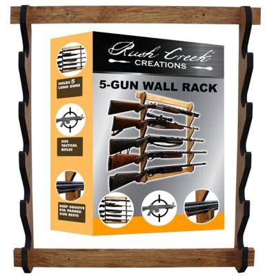 Rush Creek Creations 5-Long Gun Wall Display Rack, 29.5 in. x 3.7 in. x 33 in., American Cherry