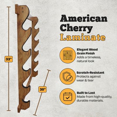 Image showing  5-Long Gun Wall Display Rack, 29.5 in. x 3.7 in. x 33 in., American Cherry