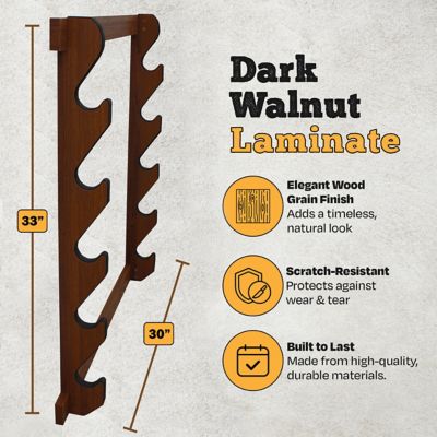 Image showing  5-Long Gun Wall Display Rack, 29.5 in. x 3.7 in. x 33 in., Dark Walnut