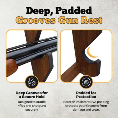 Image showing  5-Long Gun Wall Display Rack, 29.5 in. x 3.7 in. x 33 in., Dark Walnut