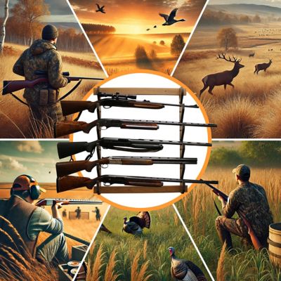 Image showing  5-Long Gun Wall Display Rack, 29.5 in. x 3.7 in. x 33 in., Dark Walnut