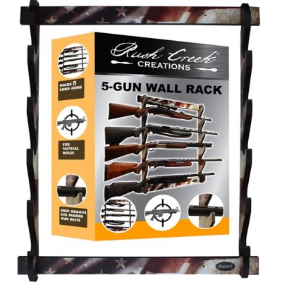 Rush Creek Creations 5 Long Gun Americana Wall Display Rack, 29.5 in. x 3.7 in. x 33 in., American Flag