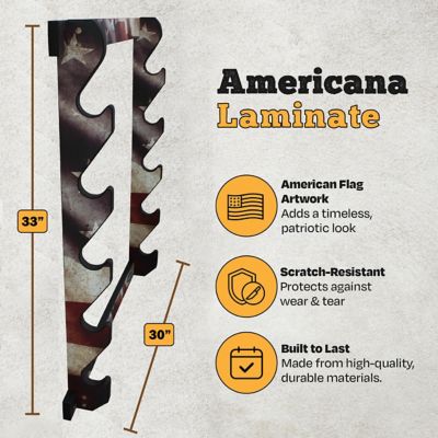 Image showing  5 Long Gun Americana Wall Display Rack, 29.5 in. x 3.7 in. x 33 in., American Flag