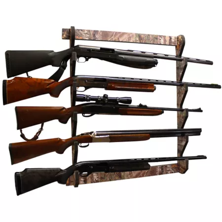 Rush Creek Creations 5-Piece Long Gun Wall Display 29.5 in x 3.7 in x 33 in Realtree Xtra Camo Wall Gun Racks