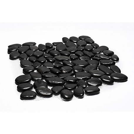 Rain Forest Black Mid-Polished Pebble Stone Floor and Wall Tiles, 12 in. x 12 in.