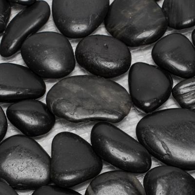 Image showing  Black Mid-Polished Pebble Stone Floor and Wall Tiles, 12 in. x 12 in.