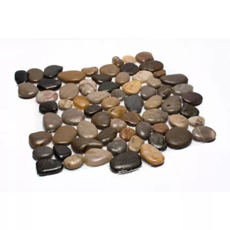 Rain Forest Mixed Mid-Polished Pebble Stone Floor and Wall Tile 12-inch x 12-inch 5-Piece Kitchen Decor