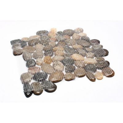 Image showing  Mixed Mid-Polished Pebble Stone Floor and Wall Tiles, 12 in. x 12 in., 5 pc.