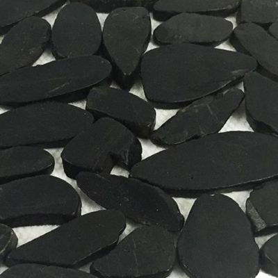 Image showing  Black Sliced High-Polished Pebble Stone Floor and Wall and Tiles, 12 in. x 12 in.