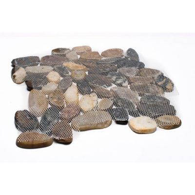 Image showing  12 in. x 12 in. Mixed Sliced High-Polished Pebble Stone Floor and Wall and Tiles, 5-Pack