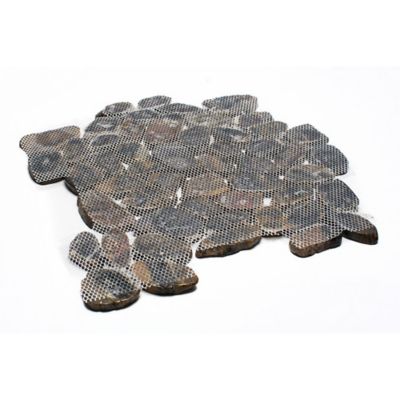 Image showing  Stripe Sliced High-Polished Pebble Stone Floor and Wall and Tiles, 12 in. x 12 in., 5 pc.