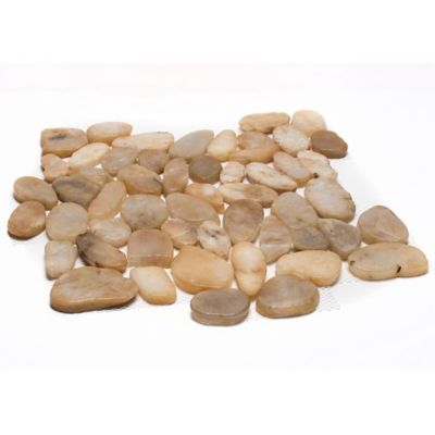 Rain Forest Yellow Sliced High-Polished Pebble Stone Floor and Wall and Tiles, 12 in. x 12 in., 5 pc.