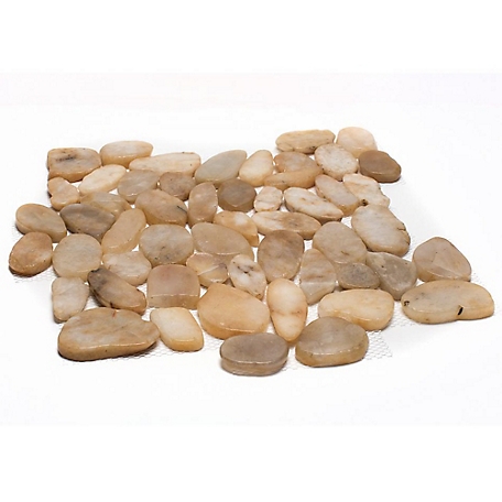 Rain Forest Yellow Sliced High-Polished Pebble Stone Floor and Wall and Tiles, 12 in. x 12 in., 5 pc.